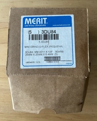 Rueda de solapa montada Merit 3DU84 Mini Grind-O-Flex 1" x 1" x 1/4" 80 grano 5 Ea Foto 1 de 2