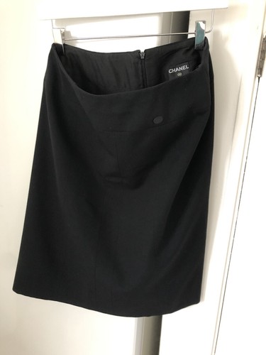 Gonna da sera Chanel Una linea nera con logo distintivo Taglia 42 Vintage *Rara* Pre Amata