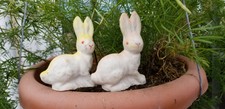 2 Vintage Paper Mache Rabbits