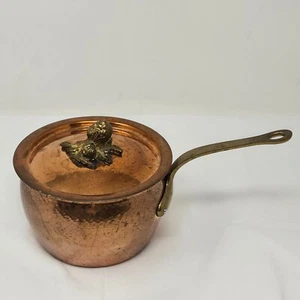 VINTAGE RUFFONI HISTORIA ITALY HAMMERED COPPER POT W/BRASS ARTICHOKE LID KNOB - Picture 1 of 12
