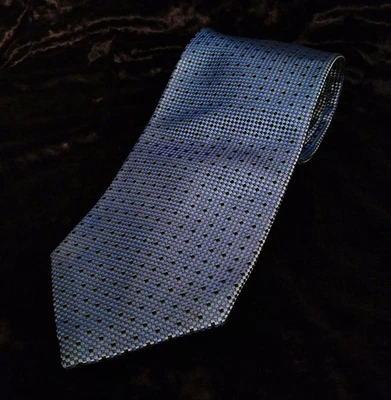 Винтажный шелковый галстук Nautica 80-е 90-е синий с черными точками ширина 4 дюйма сделано в Коста-Рике - Изображение 1 из 4