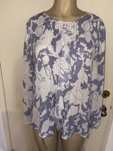 Banana Republic Blue White Blouse Size L New - Picture 1 of 5