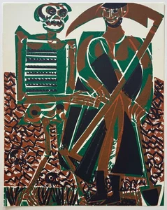 HAP Grieshaber, Der Bauer, Totentanz von Basel, Originalholzschnitt, 1966 - Picture 1 of 3