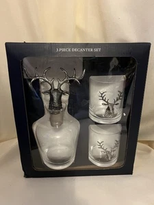 Brooks Brothers Stag Whiskey Decanter And Glasses Set NICE! - Picture 1 of 5