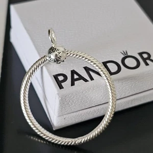 New Pandora Moments Silver Medium Size O Pendant Charm Holder 398256 Free Post - Picture 1 of 18