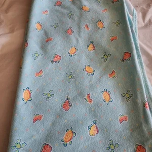 Vintage Carter's 34x29 100% Cotton Baby Blanket Blue Fish Bird Turtle USA Made - Picture 1 of 6