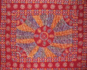 Batik Tapestry Cotton Spread 106" x 70" Twin Red - Picture 1 of 2