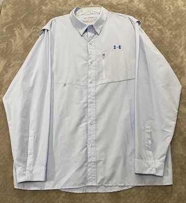 Рубашка мужская Under Armour 2XL светло-голубая HeatGear сворачивающаяся с длинным рукавом на пуговицах - Изображение 1 из 4