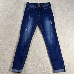 Pantalones de mezclilla Raw 7 para mujer talla 7 azul desgastado puño parte inferior pierna - Imagen 1 de 11