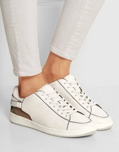BURBERRY White Leather Checkered Women's Sneakers SZ 6 - Picture 1 of 9