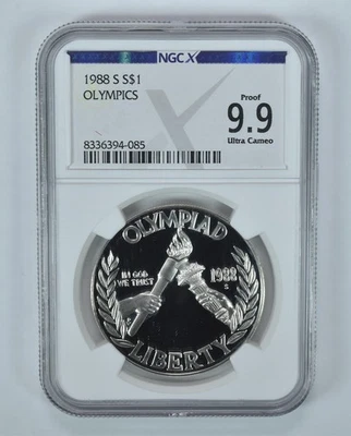 1988-S Olympic Torches Commemorative Silver Dollar Proof 9.9 NGC X NGCX *7903 - Image 1 of 4