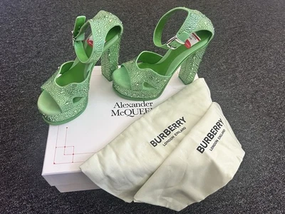 $1990 Alexander McQueen Sandalia Mariposa Plataforma Cristal Verde 39.5 9.5 Foto 1 de 4