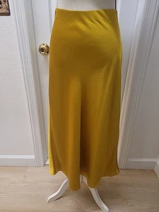J CREW GWYNETH SLIP SKIRT, MUSTARD-GOLD SATIN, NWT SZ MEDIUM TALL - Picture 1 of 8