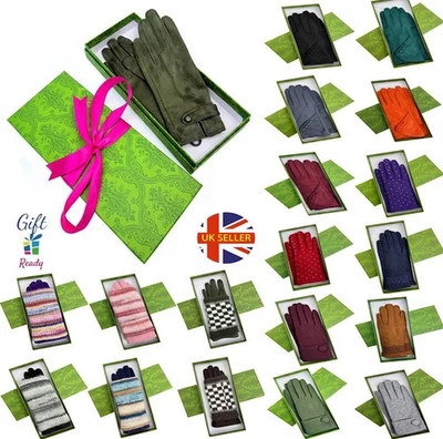 Women Button Gloves Gift Box Winter Warm Fleece Lined Thermal Touch Screen Ready - Image 1 of 4