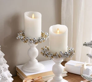 2er Set Kerzenringe mit Perlen von Valerie in Metallic - Bild 1 von 1