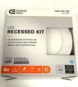 Commercial Electric 6 Inch LED Recessed Kit White - Picture 1 of 4