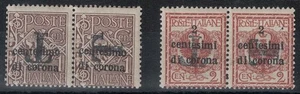 TRENTINO (BZ1) 1918-19 Trento e Trieste (Varietà) soprast. T capov. + coric. 2v  - Picture 1 of 2