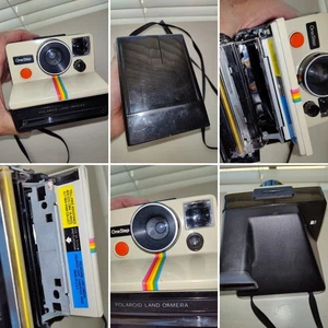 Vintage Polaroid One Step Land Camera Working RAINBOW Stripe SX-70 with Strap - Picture 1 of 10