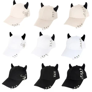 Cool Street Style Cotton Baseball Caps With Iron Chain Detail for Men and Women - Picture 1 of 17