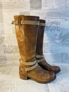 UGG Stiefel Damen 8,5 Darcie braun Leder Reiten 1004172 hoher seitlicher Reißverschluss - Bild 1 von 9