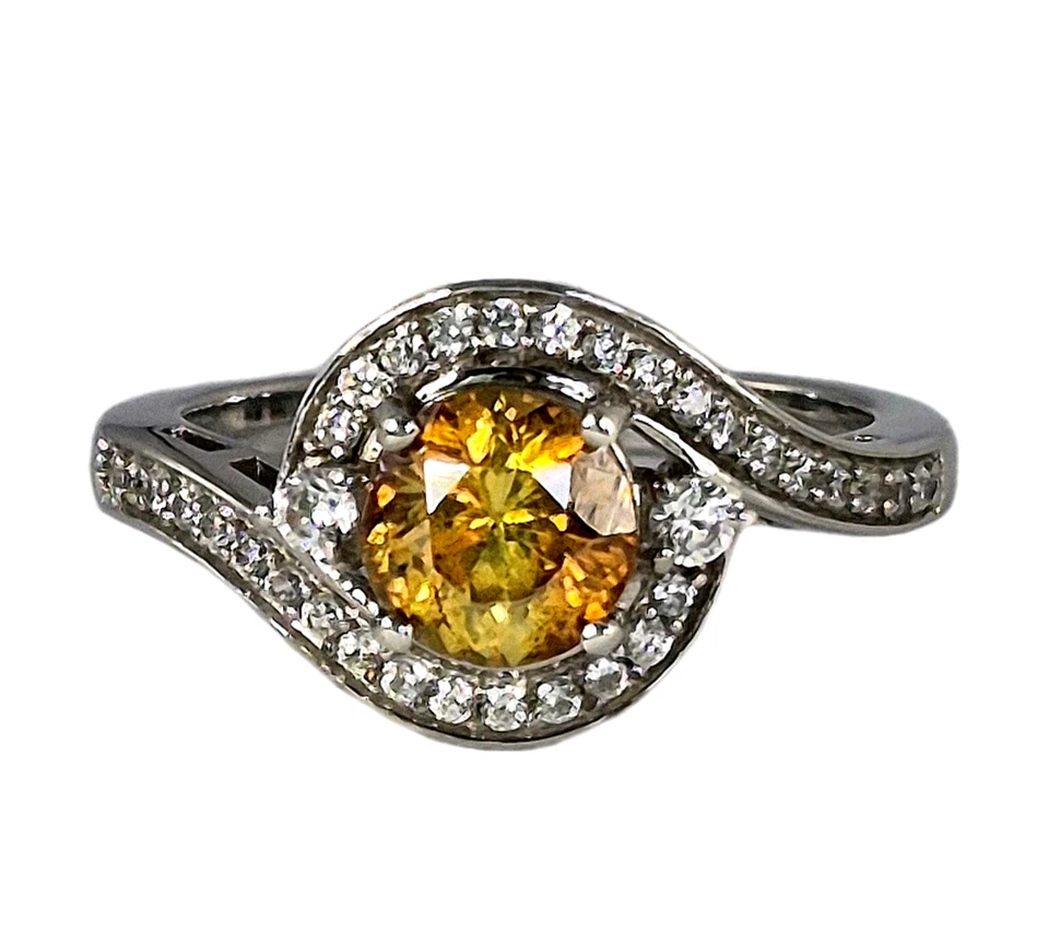 Кольцо AAA Picos Altos со сфалеритом и цирконием размер 8 из платины поверх стерлингового серебра - Изображение 1 из 4