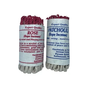 Lamatar1 Natural Rose & Patchouli Rope Incense Set Of 2 Handmade In Nepal - Picture 1 of 7
