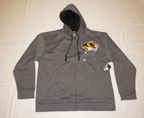 NEW Champion Missouri Mizzou Tigers Full Zip Heather Gray Fleece Hoodie XL Cover