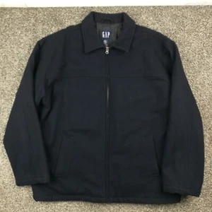 Vintage 2000 Gap Jacket Tweed Wool Quilted Insulated Full Zip Blue Mens 2XL Y2K - Picture 1 of 10