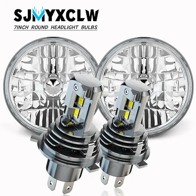 Par de faros LED redondos de 7 pulgadas aptos para Plymouth Valiant 1963-1976 haz alto H4 Foto 1 de 4