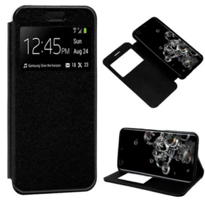 Funda Para LG MVTAP Carcasa Tapa Iman Ventana Soporte Libro Negro - Imagen 1 de 7