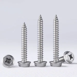 Flanged Phillips Hexagon Self-Tapping Screws A2 Stainless Hex Head Tappers M3-M6 - Picture 1 of 7