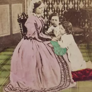 Foto antigua de influencia temprana de madre victoriana niños Stereoview c1870 P388 - Imagen 1 de 7