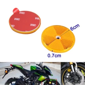 Amber Round Sticker On Safety Reflective Reflectors For Motorcycle ATV Truck Car - Picture 1 of 4