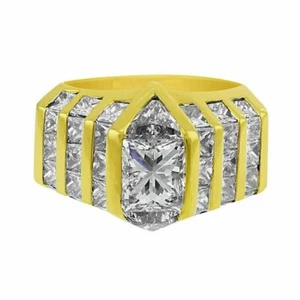 5ct Princess Cut Moissanite Cocktail Ice Engagement Ring 14k Yellow Gold Plated - Picture 1 of 4