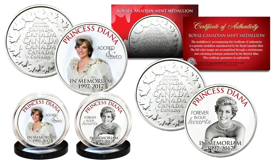 Juego de 2 monedas PRINCESA DIANA 1997-2017 20º ANIVERSARIO Royal Canadian Mint Foto 1 de 1