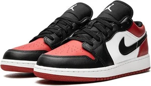 NEW YOUTH NIKE AIR JORDAN 1 LOW GS WHITE BLACK RED 553560-161 FREE SHIPPNG - Picture 1 of 5