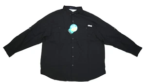 Columbia Big Tall Tamiami II Long Sleeve Button Up Shirt Black Mens 3X - Picture 1 of 12