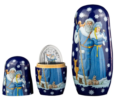 Solomon Islands 2023 $5 1-oz Silver Father Frost and Snow Maiden Proof w/Doll pk Cover