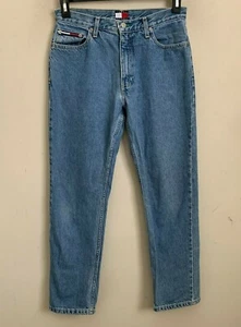 Tommy Hilfiger Vintage Womens Jeans Classic Blue Denim Embroidered Button 9/28 - Picture 1 of 9