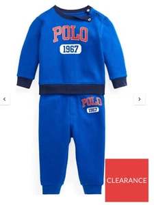 Ralph Lauren Baby Boys Polo Jog Set - Blue Joggers Sweater Tracksuit 9 Months - Picture 1 of 10