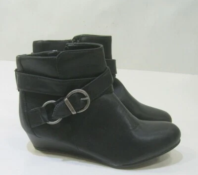 bamboo BLACK round toe 1"WEDGE  ankle   Ankle Boots women Size 5.5 - Image 1 of 4