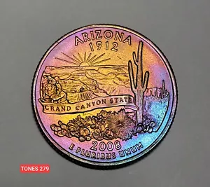 2008-P UNC STATE QUARTER ARIZONA VIOLA & BLU TONALITÀ MONSTER279 - Foto 1 di 2