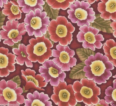 Tela de edredón roja Flower Mart Posies - 1 cuarto de grasa Foto 1 de 3