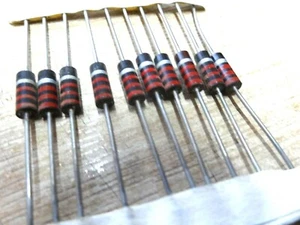 10x 2200 ohm 1/2W carbon composition resistor Allen Bradley 0.5W 222 2k2 2.2k - Picture 1 of 2