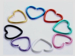 Heart Shape Fake Clip On Piercing Nose Ear Rings ◉ 8 Different Colours ◉ - Picture 1 of 4