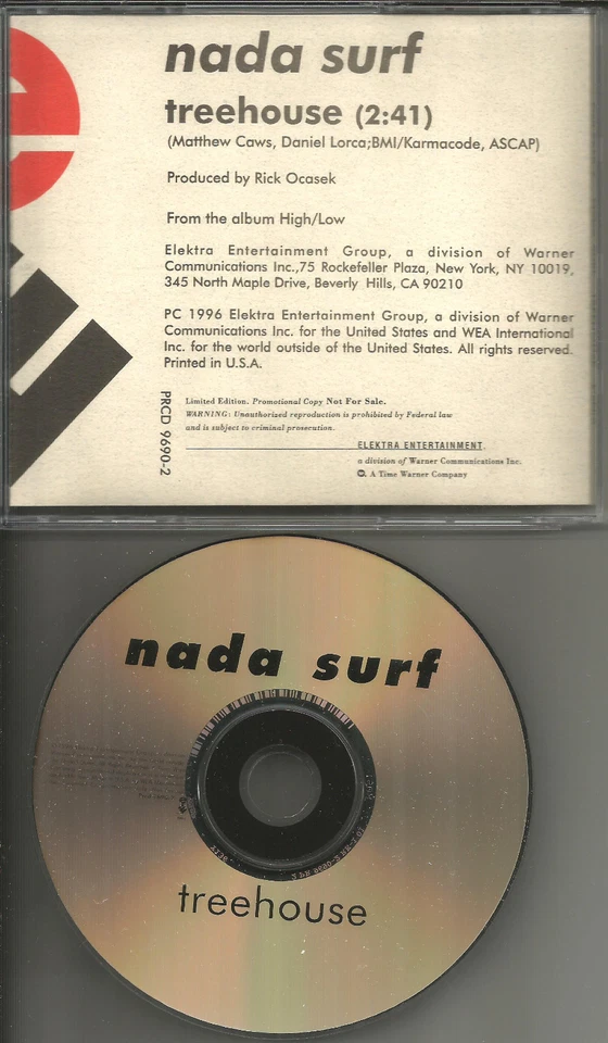 NADA SURF Treehouse PROMO Radio DJ CD Single RIC OCASEK THE CARS produced 1996 Foto 1 de 1