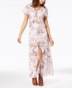 American Rag Pink floral Printed Ruffle Maxi Dress Juniors size XL NEW - Picture 1 of 8