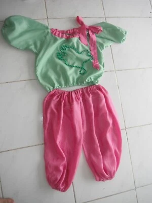 DEGUISEMENT COSTUME  JASMINE D ALADIN   2/4 ANS VERT ROSE + COLLIER - Photo 1/4