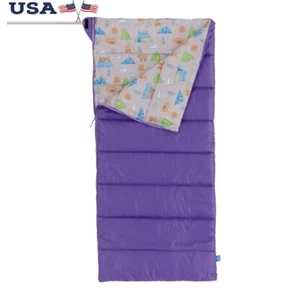 Youth Sleeping Bag Warm Weather Easy Access Compact Carry Bag Outdoor Purple US - Picture 1 of 9