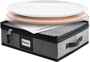 Platter Storage Case – Fine China Storage Containers Hard Shell, Quilted and Sta - Picture 1 of 7